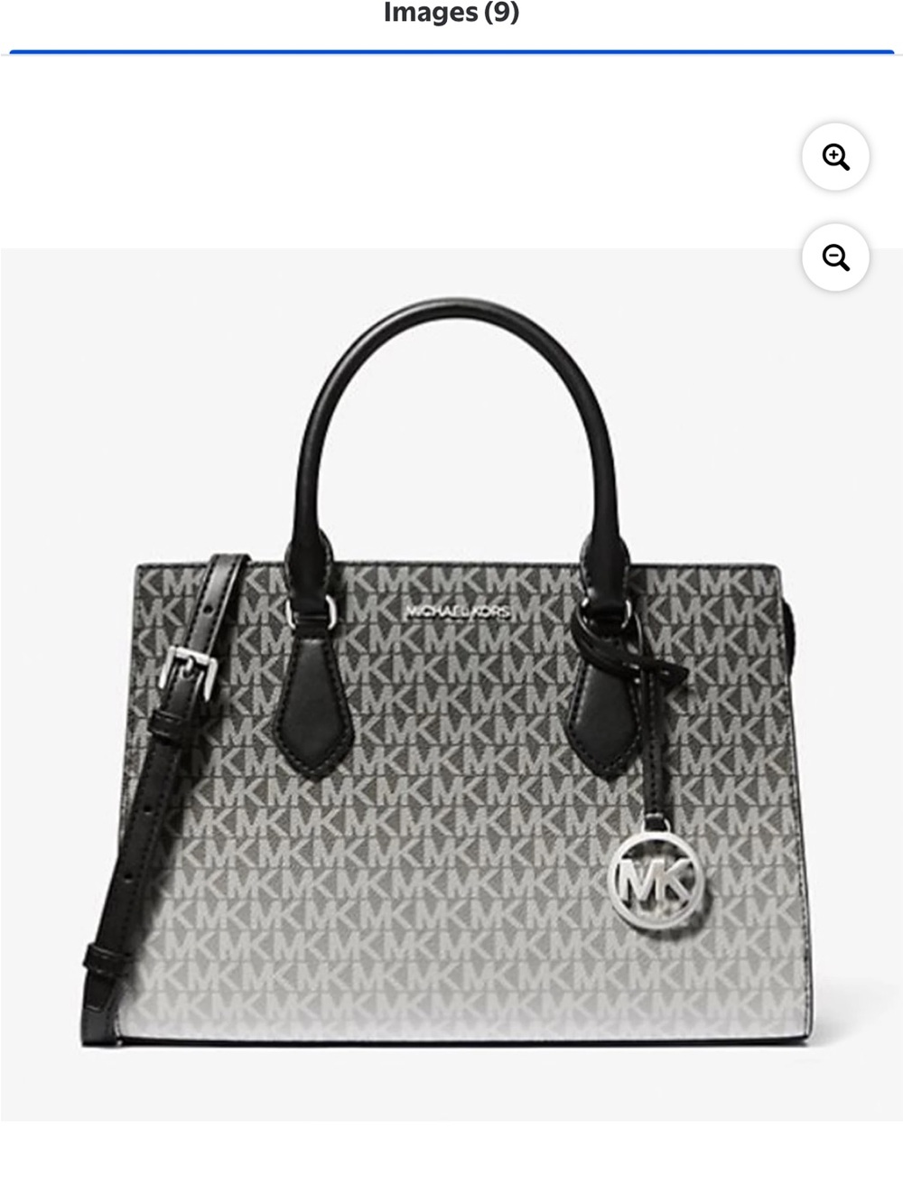 Michael Kors Black and Gray MK Signature Satchel and Jet Set matching wallet